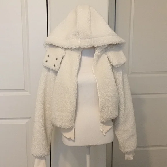 ALO Yoga Foxy Sherpa Jacket Ivory Size XS - Picture 7 of 12